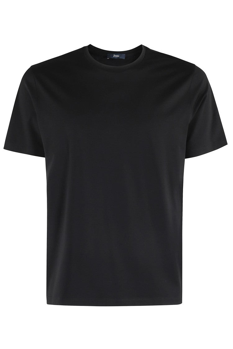 Herno Black Basic Round-Neck Stretch Cotton T-Shirt