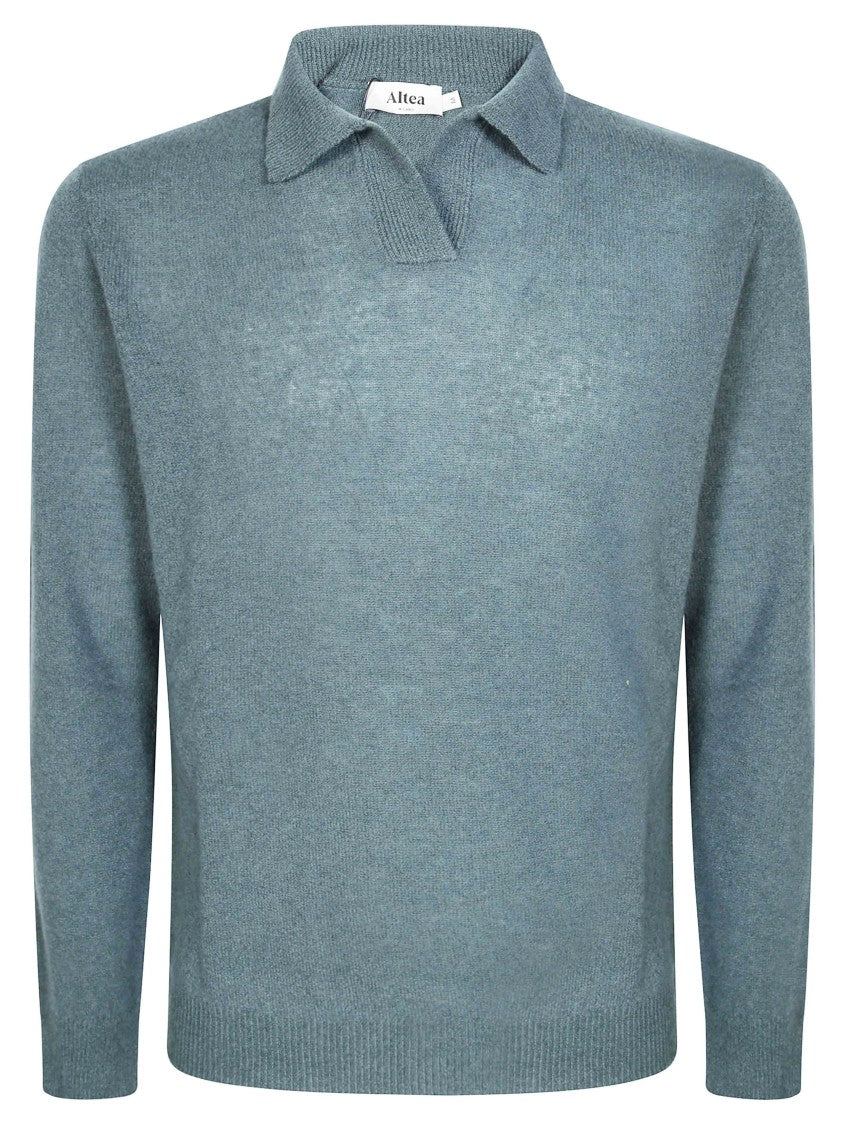 Altea Cashmerino Long-Sleeve Open Collar Polo Sweater