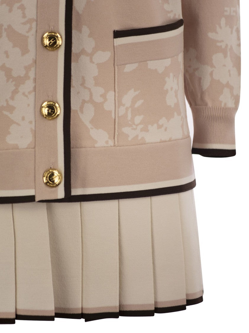 Elisabetta Franchi Knitted Dress In Floral Jacquard