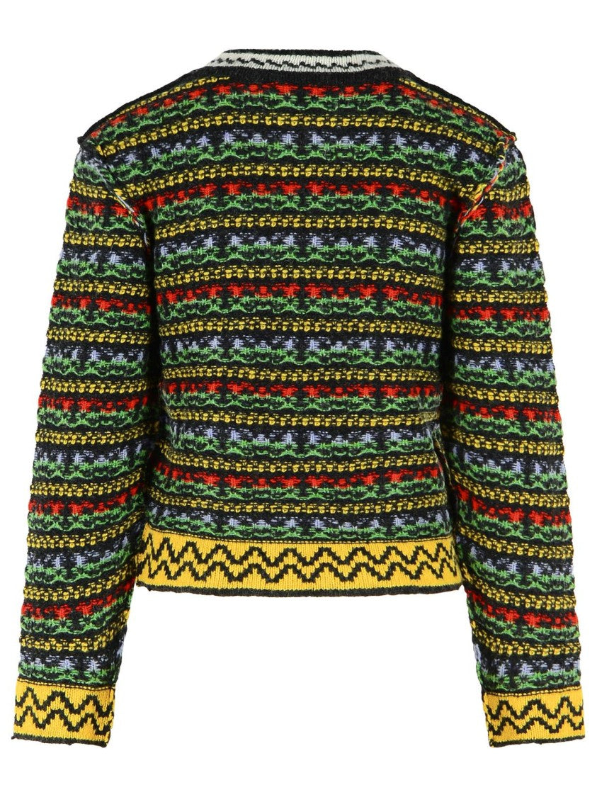 Marni Multicolor Striped Virgin Wool Sweater With Ribbed Details
