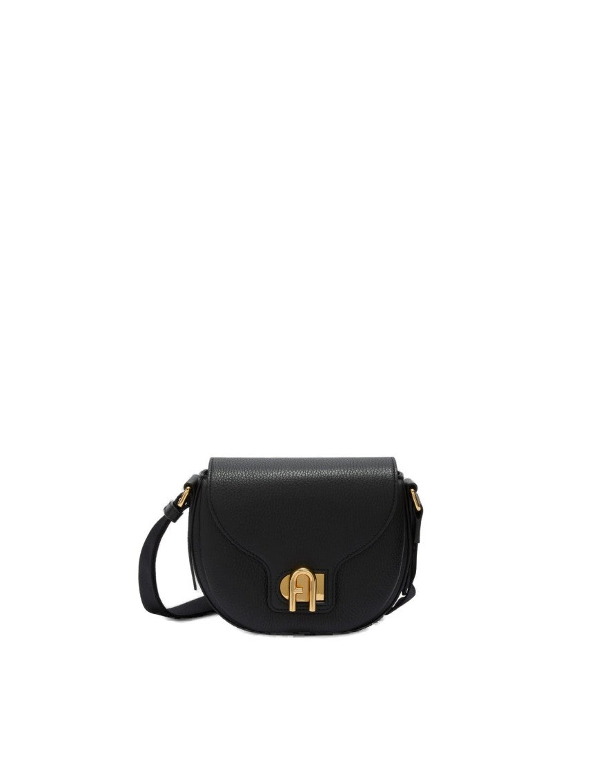 Furla Lotus Mini Leather Shoulder Bag Black Color