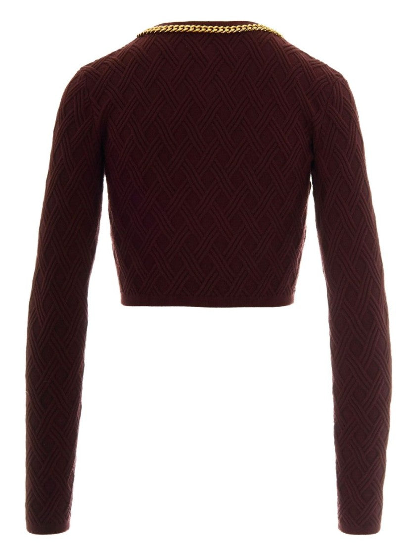 Elisabetta Franchi Bordeaux Textured Knit Sweater