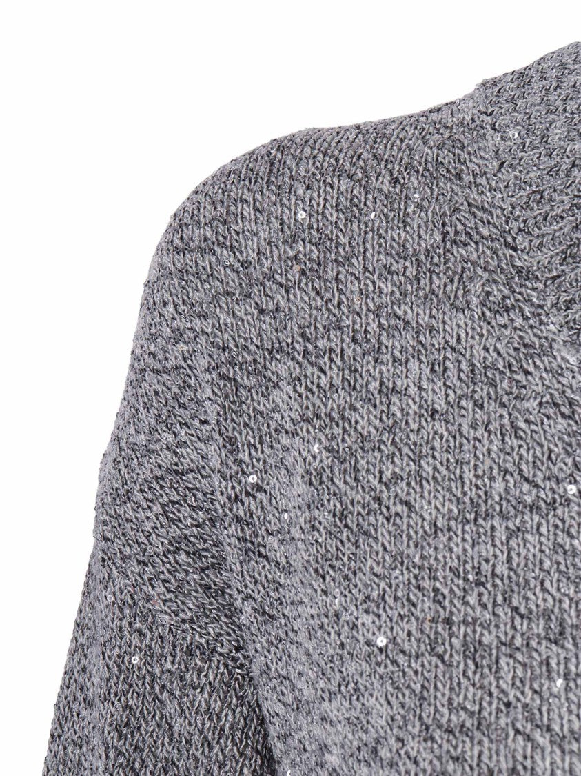 Kangra Cashmere Short Sleeve Sequin Pulleneck Sweater