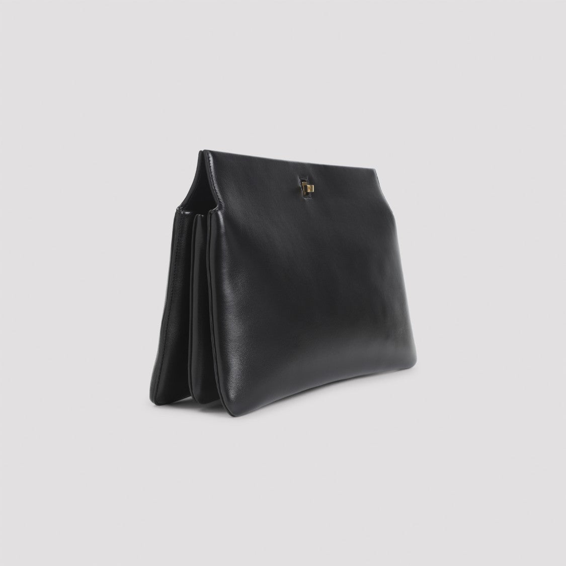 Phoebe Philo Trifold Black Lamb Leather Clutch With Gold Hardware