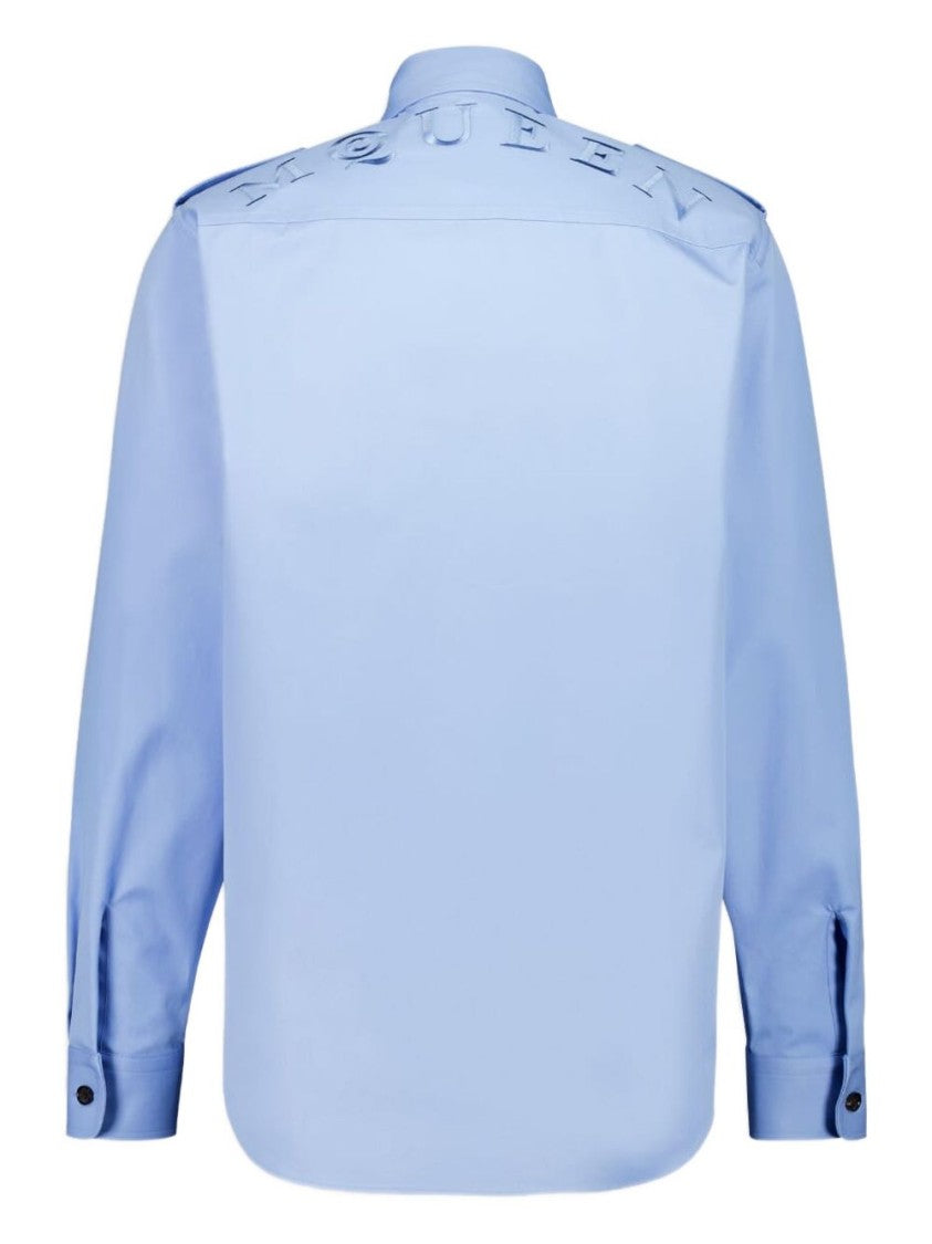 Alexander Mcqueen Jermyn St. Blue Utility Cotton Shirt