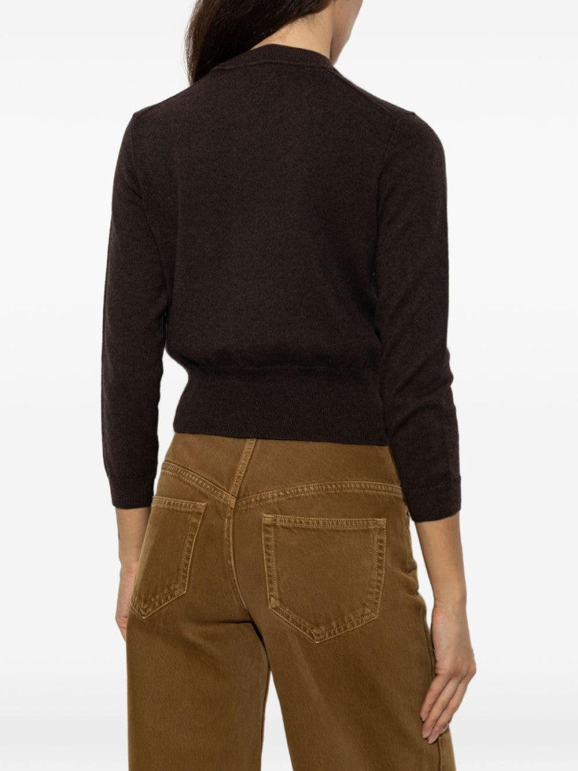 Isabel Marant Étoile Cropped Sweater With Button-Up Front And Abstract Emblem