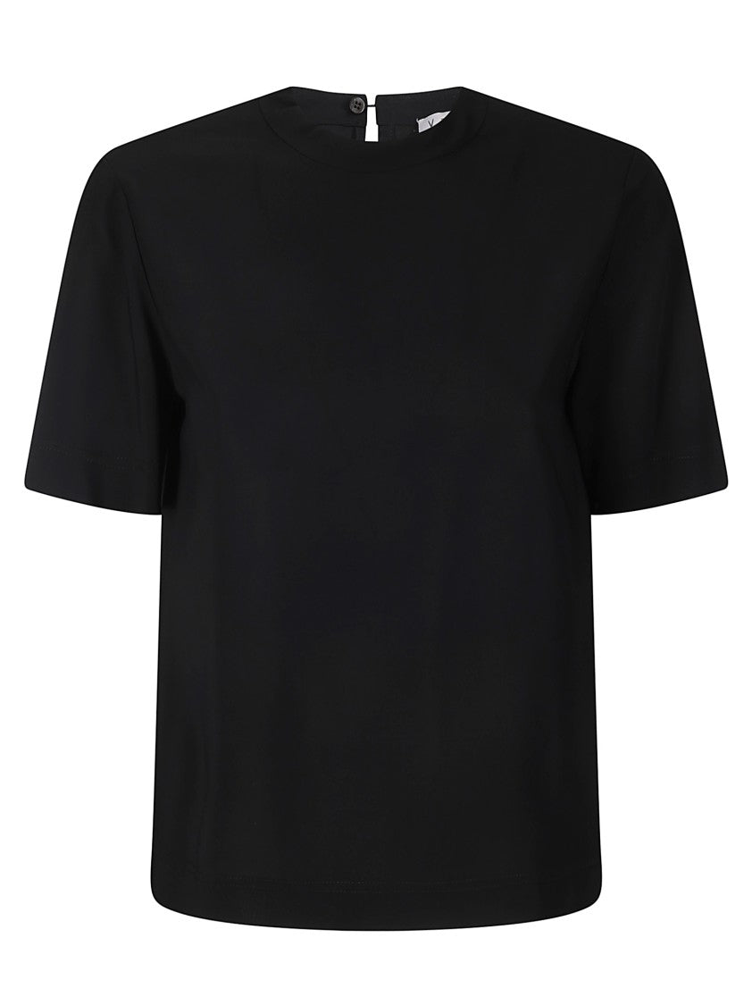 Alberto Biani Black High-Collar Stretch Viscose Short Shirt