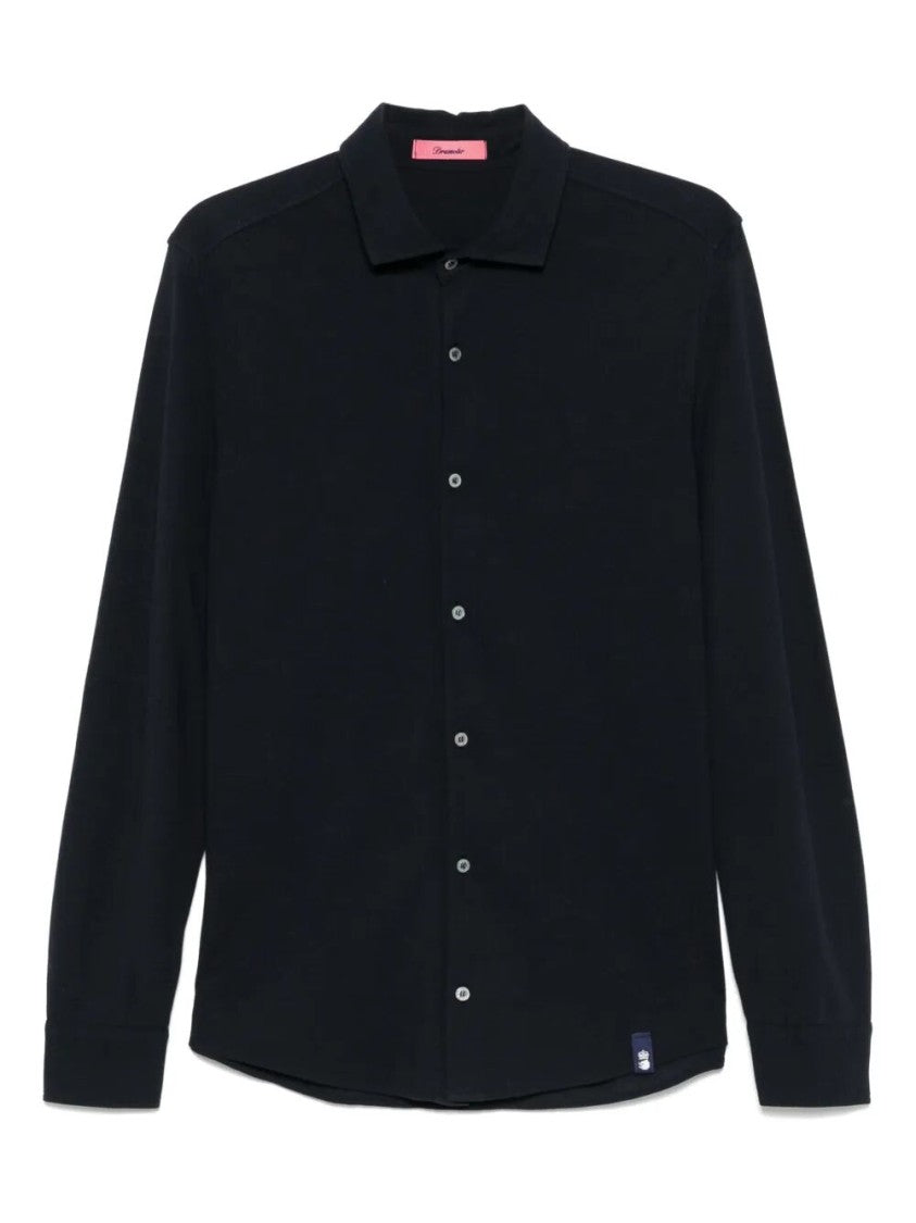 Drumohr Classic Tailored Black Cotton Shirt
