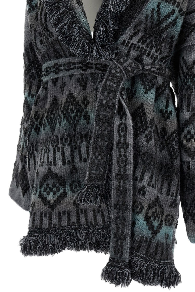 Alanui Charcoal Time To Shine Lurex Jacquard Cardigan
