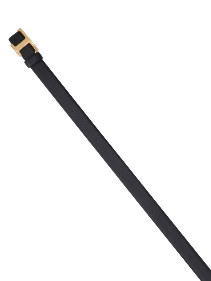 Tod's Black Calfskin "T Timeless" Reversible Belt