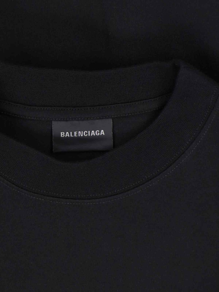 Balenciaga Vintage Black Cotton Jersey T-Shirt With Contrasting Red Accents