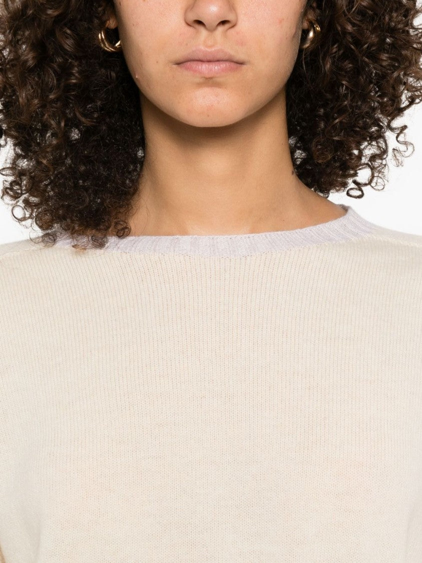 Twin-Set Boat Neck Sweater In Soft Wool-Cashmere Blend