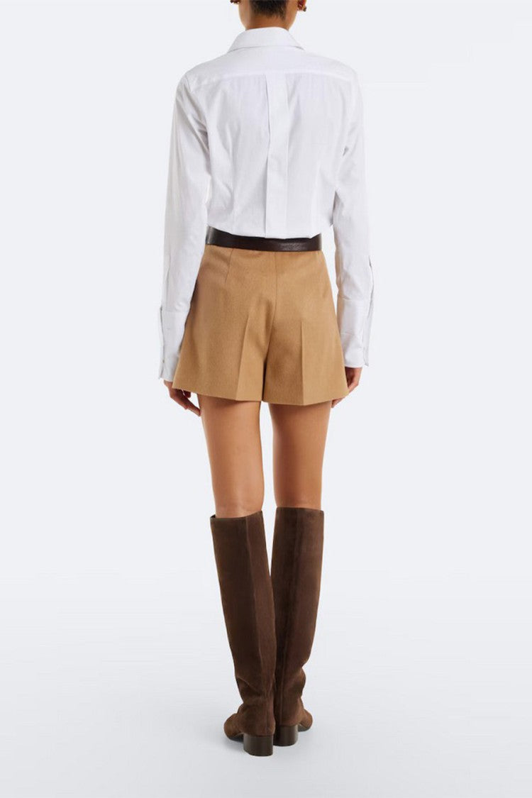 Max Mara Camel Mxmvista Pleated Camel Shorts