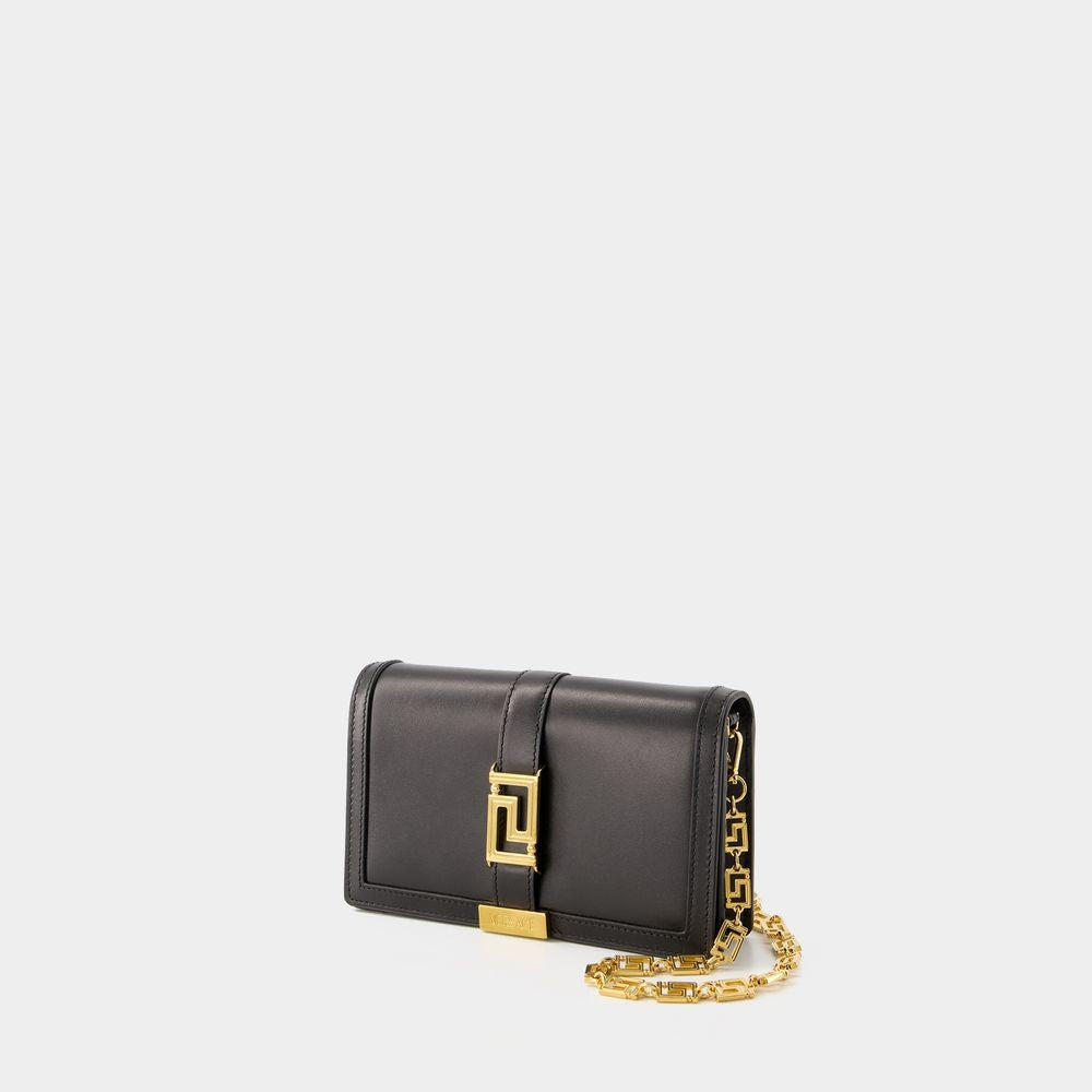 Versace Greca Goddess Wallet On Chain  - Leather - Black