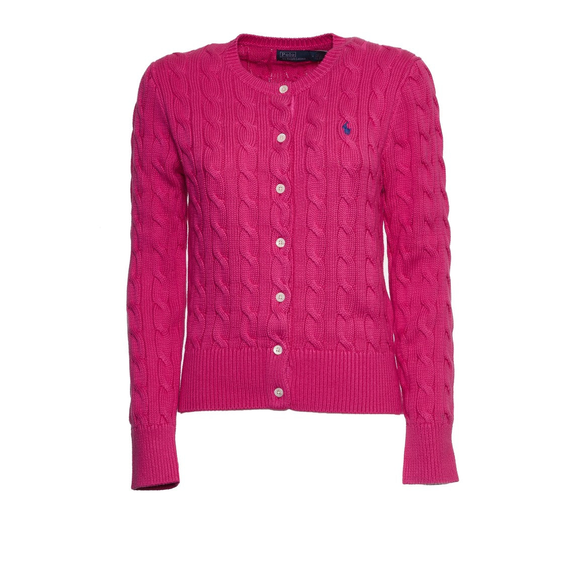 Polo Ralph Lauren Textured Cable Knit Cardigan With Grosgrain Finish