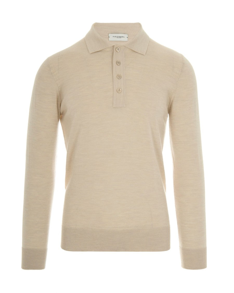 Paolo Pecora Beige Knit Polo Shirt