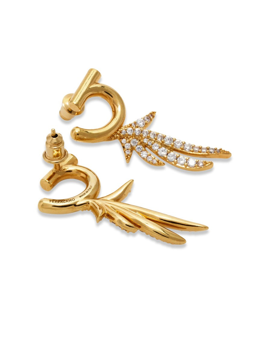 Ferragamo Curved Gold-Tone Earrings With Leaf-Inspired Design