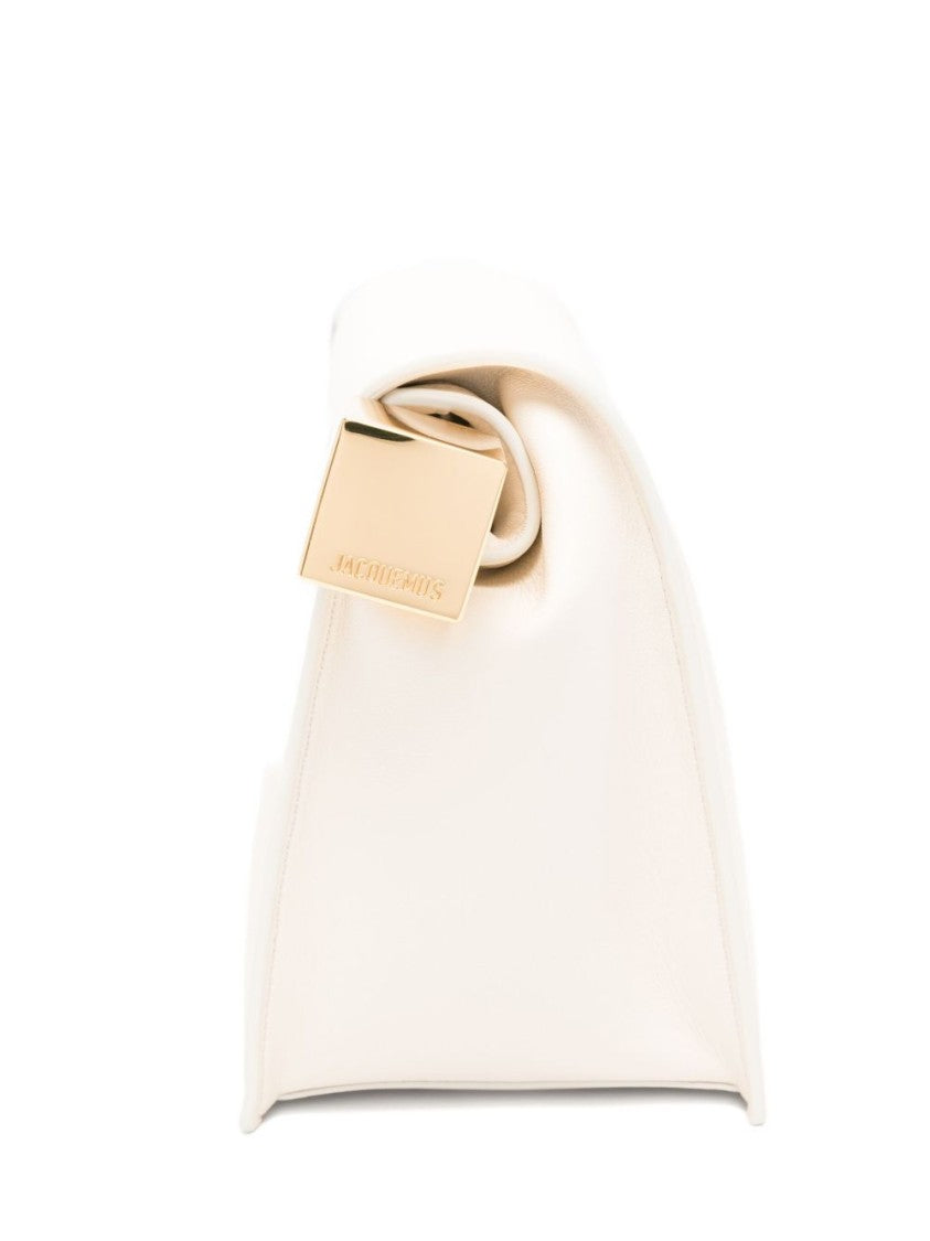 Jacquemus Light Ivory Lambskin Folded Design Structured Bag