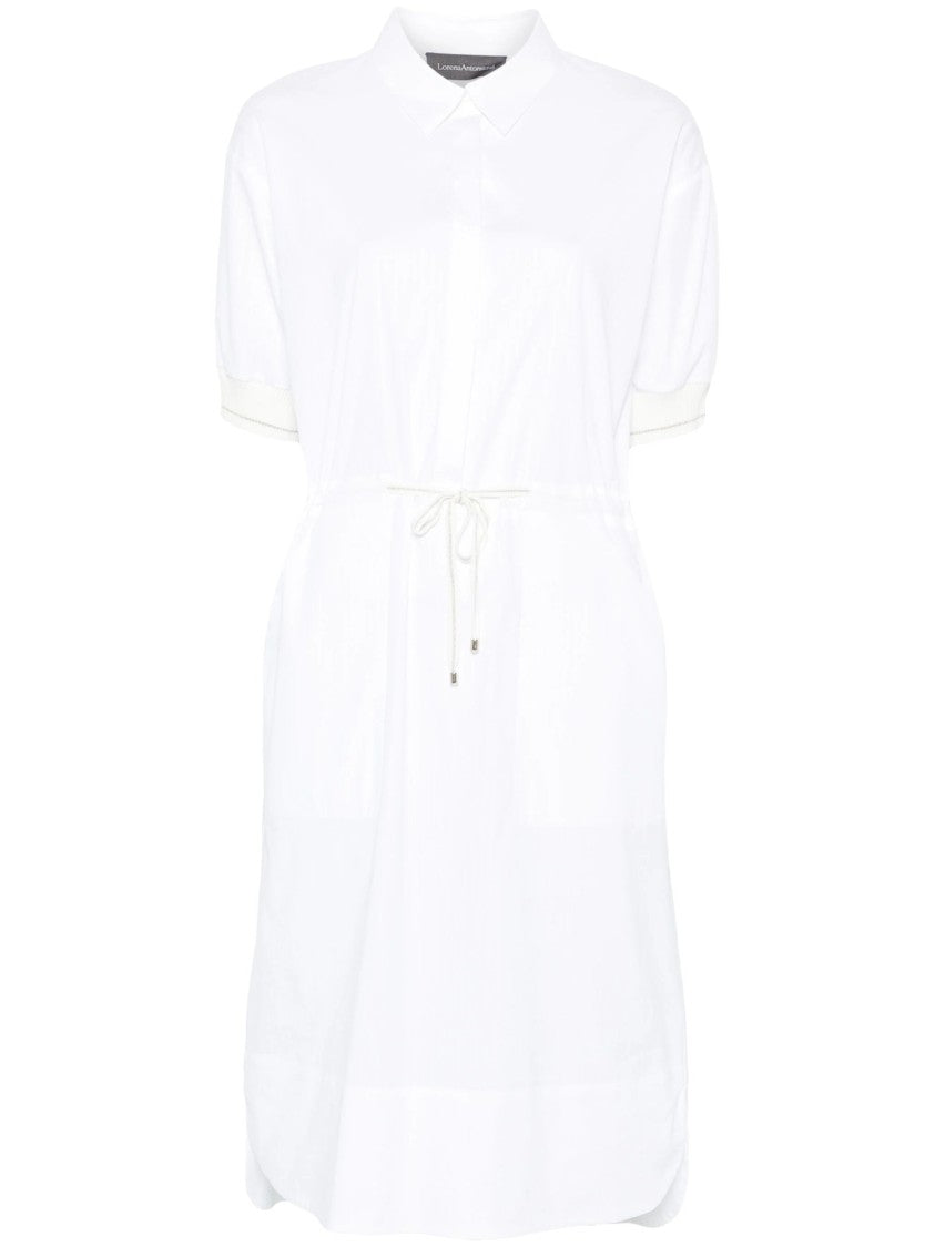 Lorena Antoniazzi Midi Dress With Classic Collar And Drawstring Waist