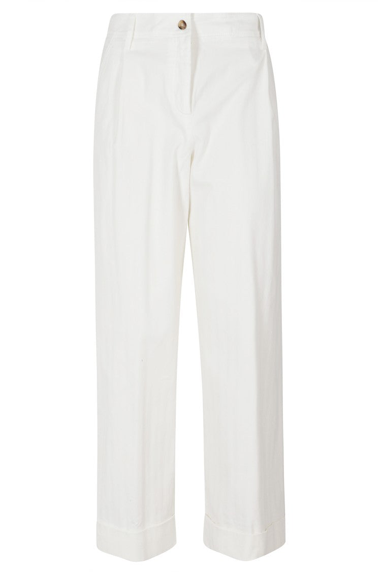 Kiltie White Spencer Wide-Leg Cotton-Modal Pants