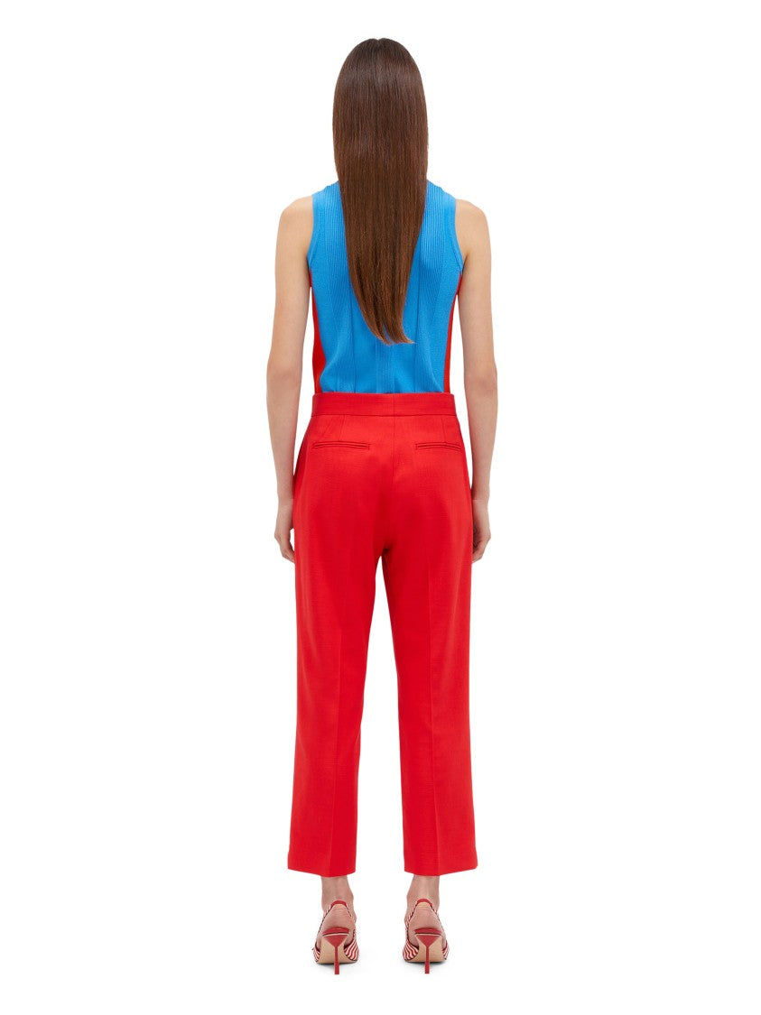 Msgm Tailored Red Trousers With Structured Waistband
