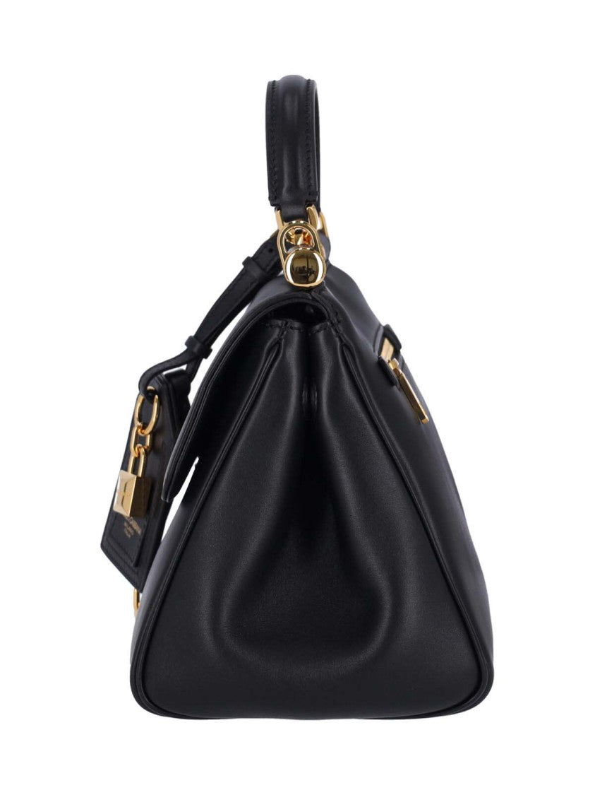 Dolce & Gabbana Structured Black Calfskin Leather Handbag