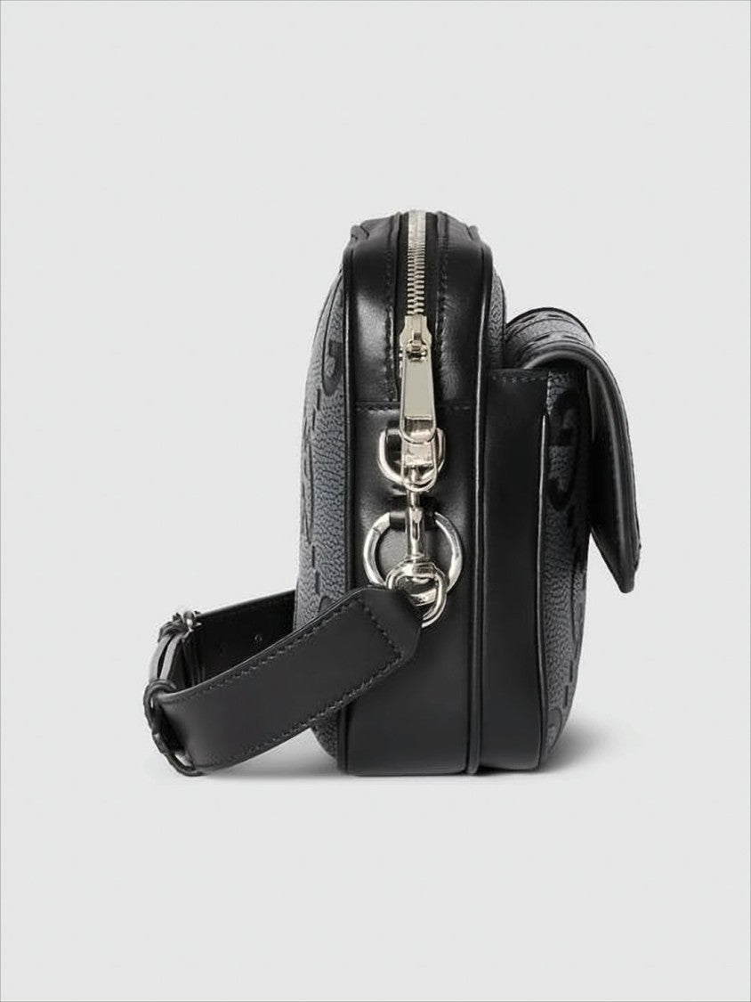 Gucci Textured Cowhide Leather Crossbody Bag With Embossed Logo