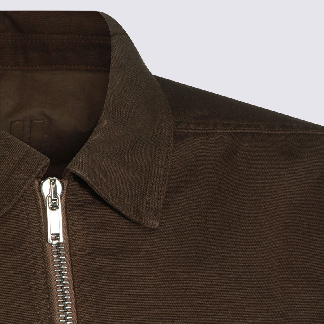 Drkshdw By Rick Owens Minimalist Brown Jacket With Classic Collar And Silver Accents