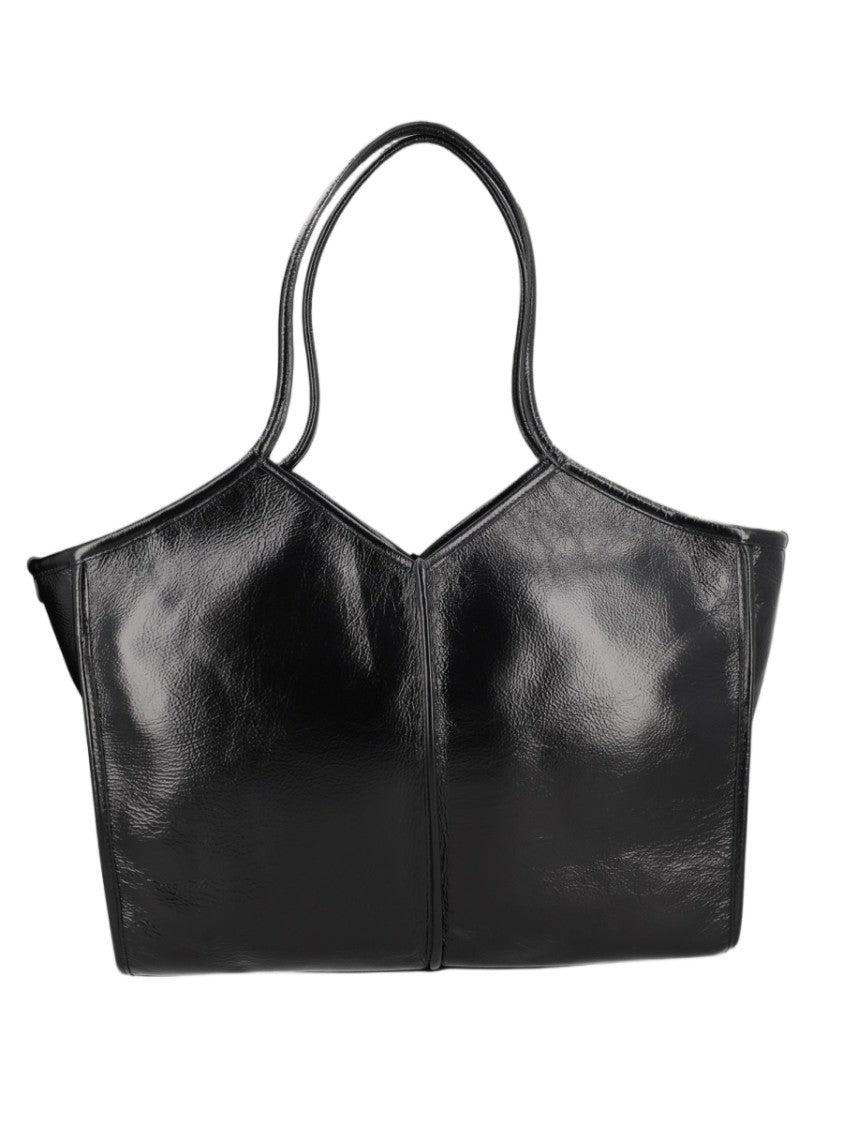 Hereu Black Structured Calf Leather Shoulder Bag