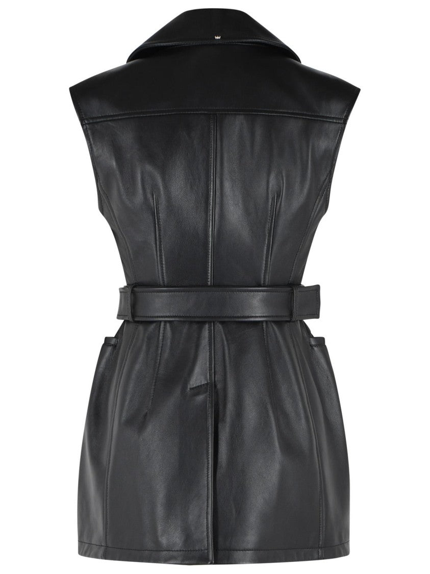 Sportmax 'Fave' Black Leather Jacket