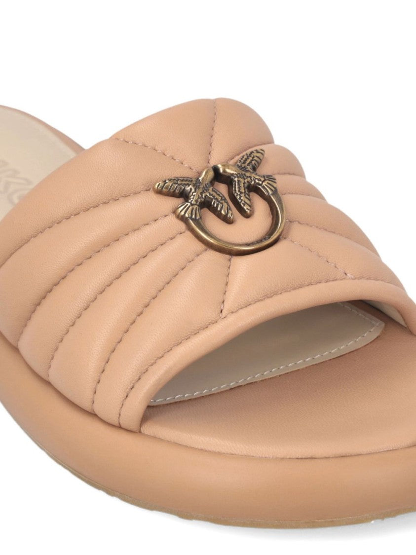Pinko Blush Pink Quilted Flat Sandals