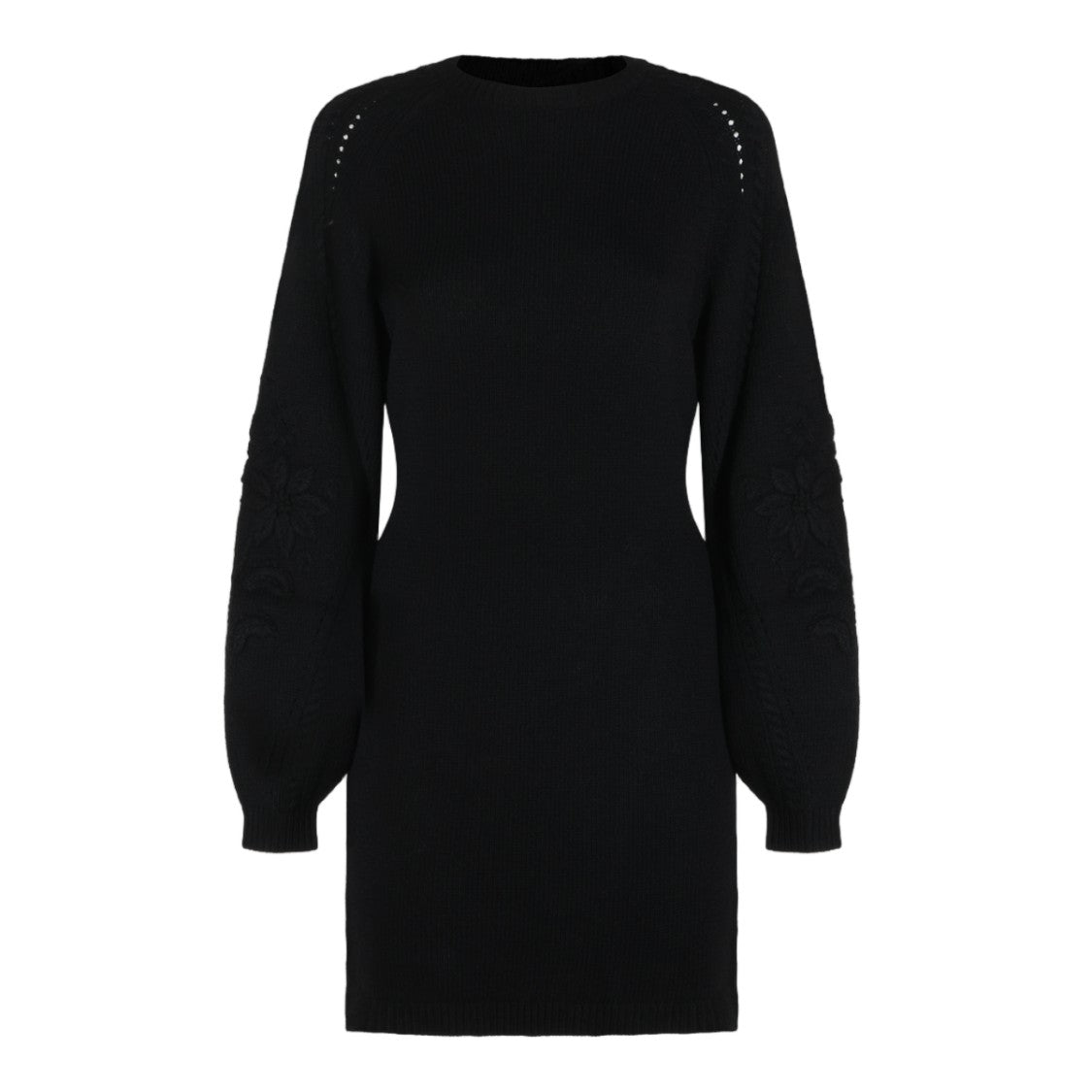Twin-Set Fitted Voluminous Sleeve Knit Mini Dress