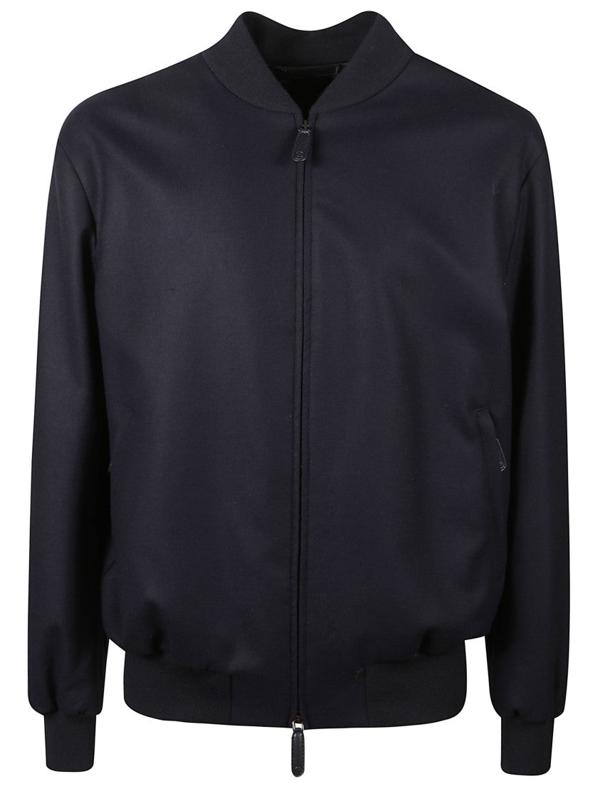 Giorgio Armani Zipped Minimalist Jacket With Ribbed Details