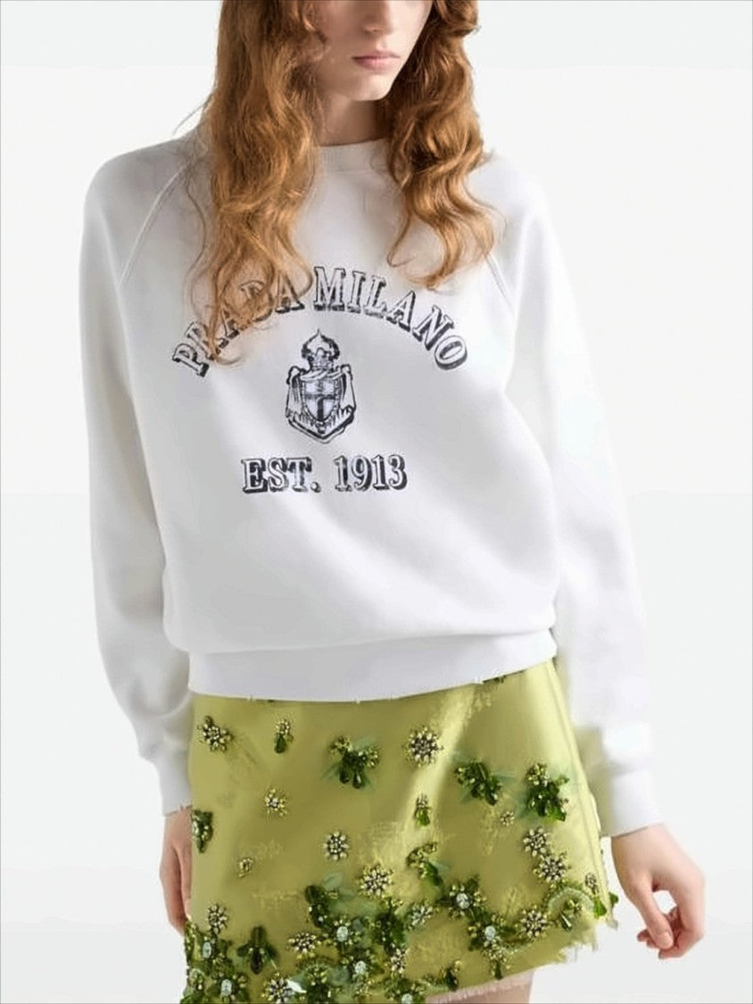 Prada Long-Sleeve White Logo Print Prada Sweatshirt