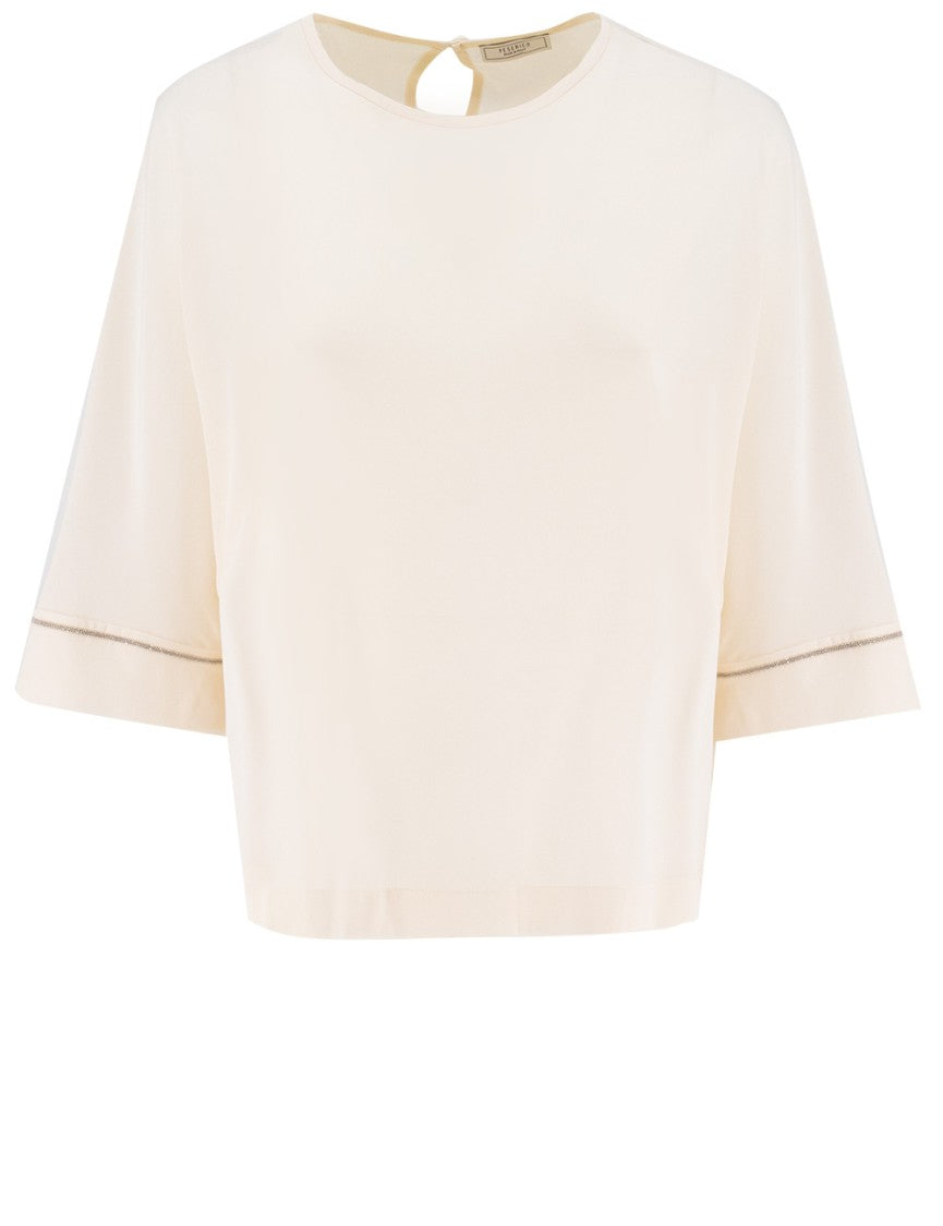 Peserico Jewel-Toned Silk Sweater With Three-Quarter-Length Sleeves