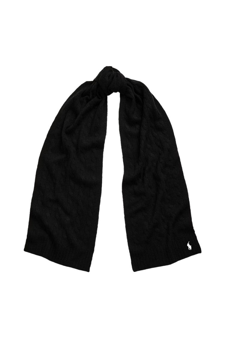 Polo Ralph Lauren Black Cable-Knit Scarf
