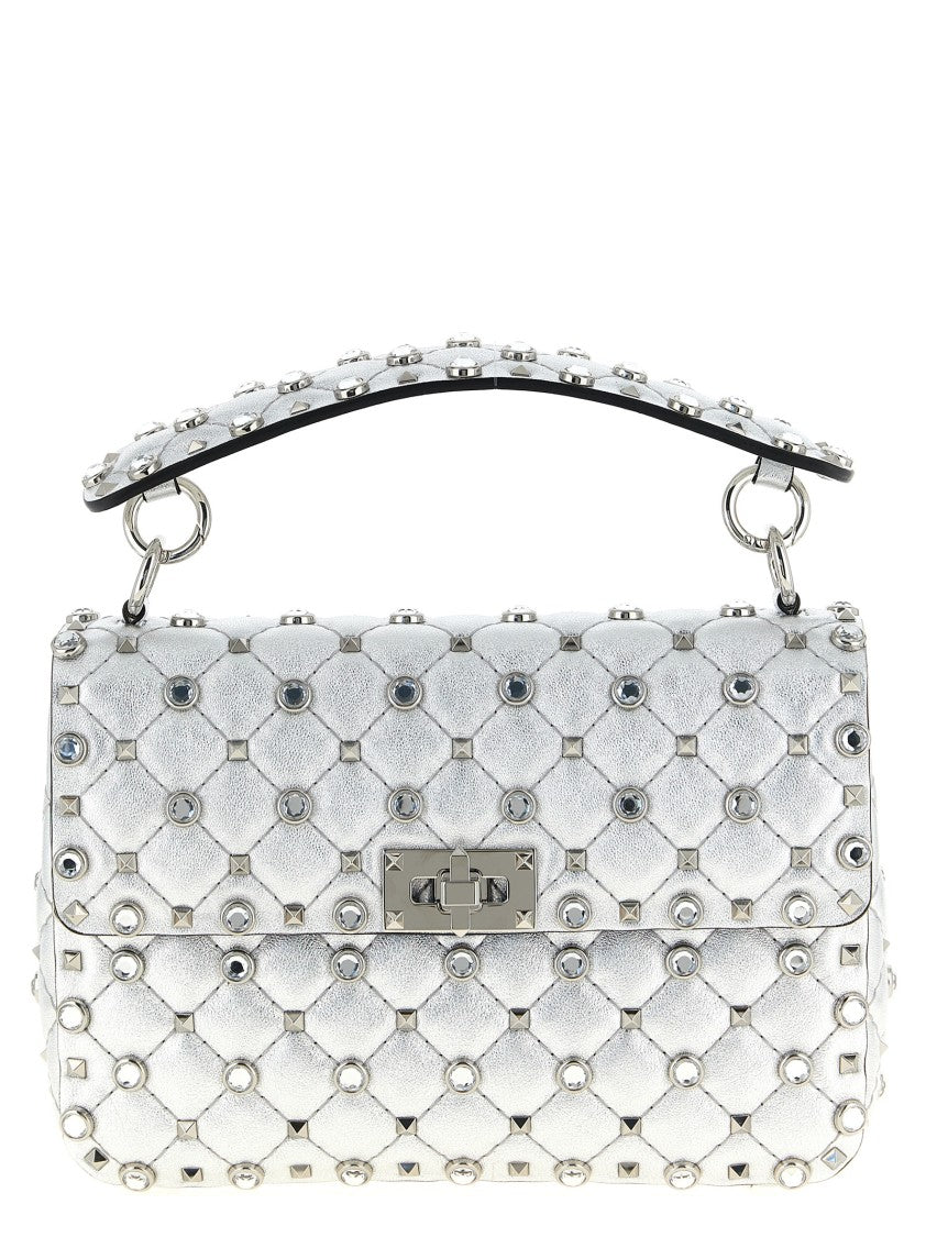 Valentino Garavani Quilted Silver Rockstud Spike Shoulder Bag