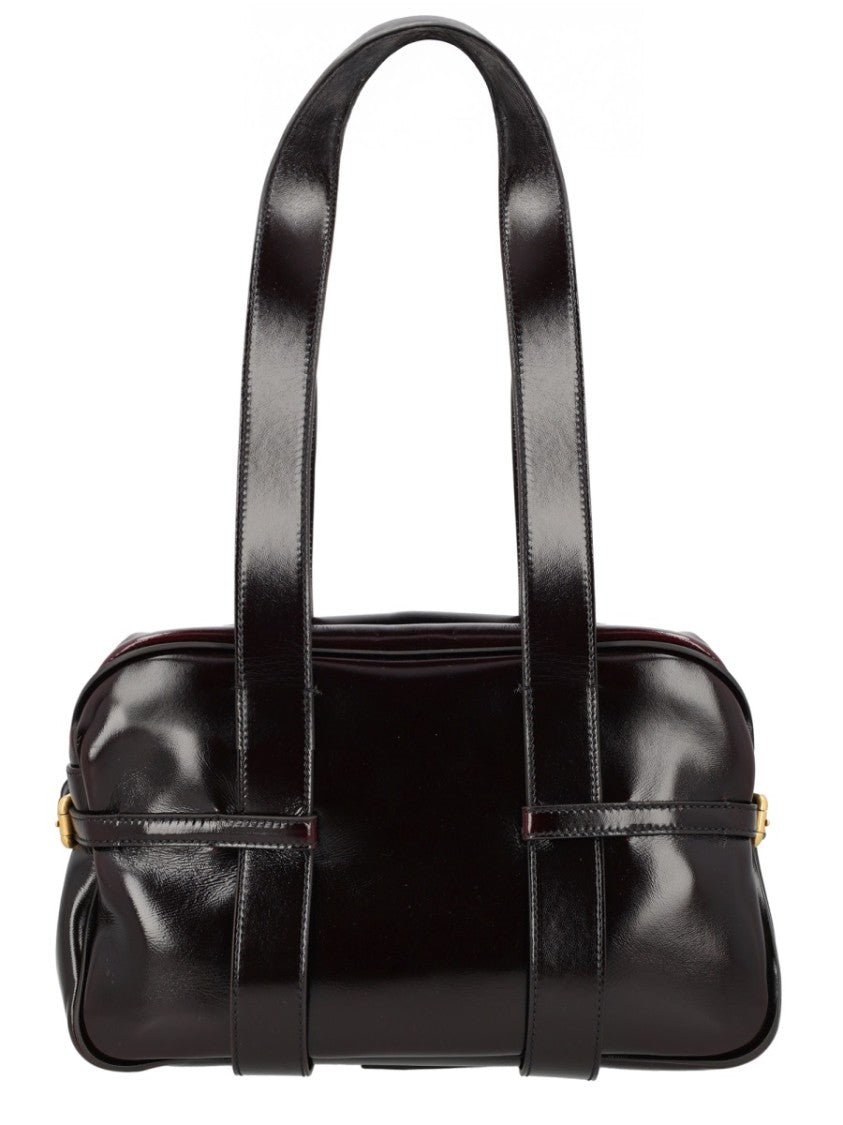 Dries Van Noten Brown Medium Rectangular Gold-Tone Leather Shoulder Bag