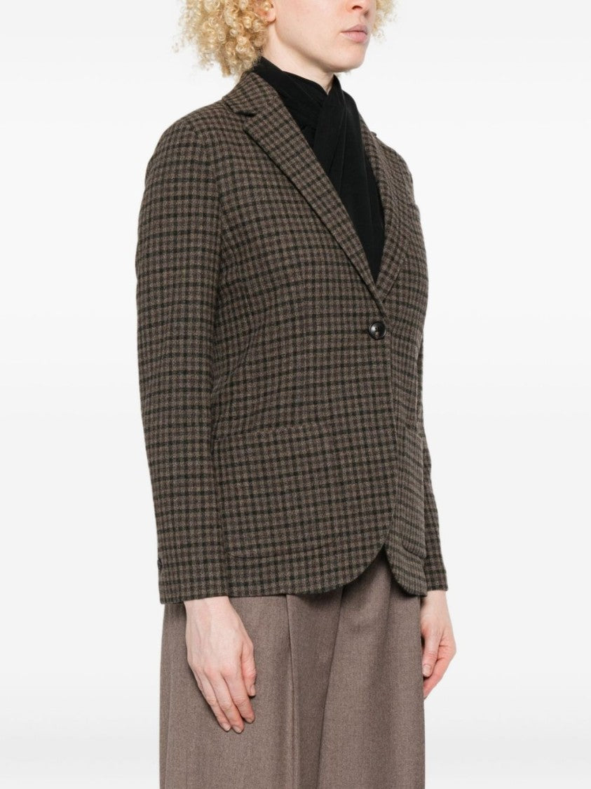 Circolo 1901 Brown Checkered Tailored Jacket In Wool-Cashmere Blend