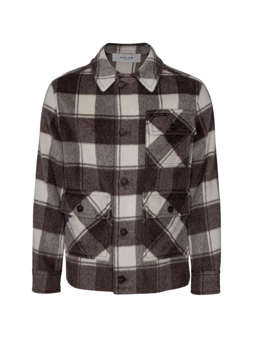 Golden Goose Checkered Wool-Blend Flap Pocket Shirt