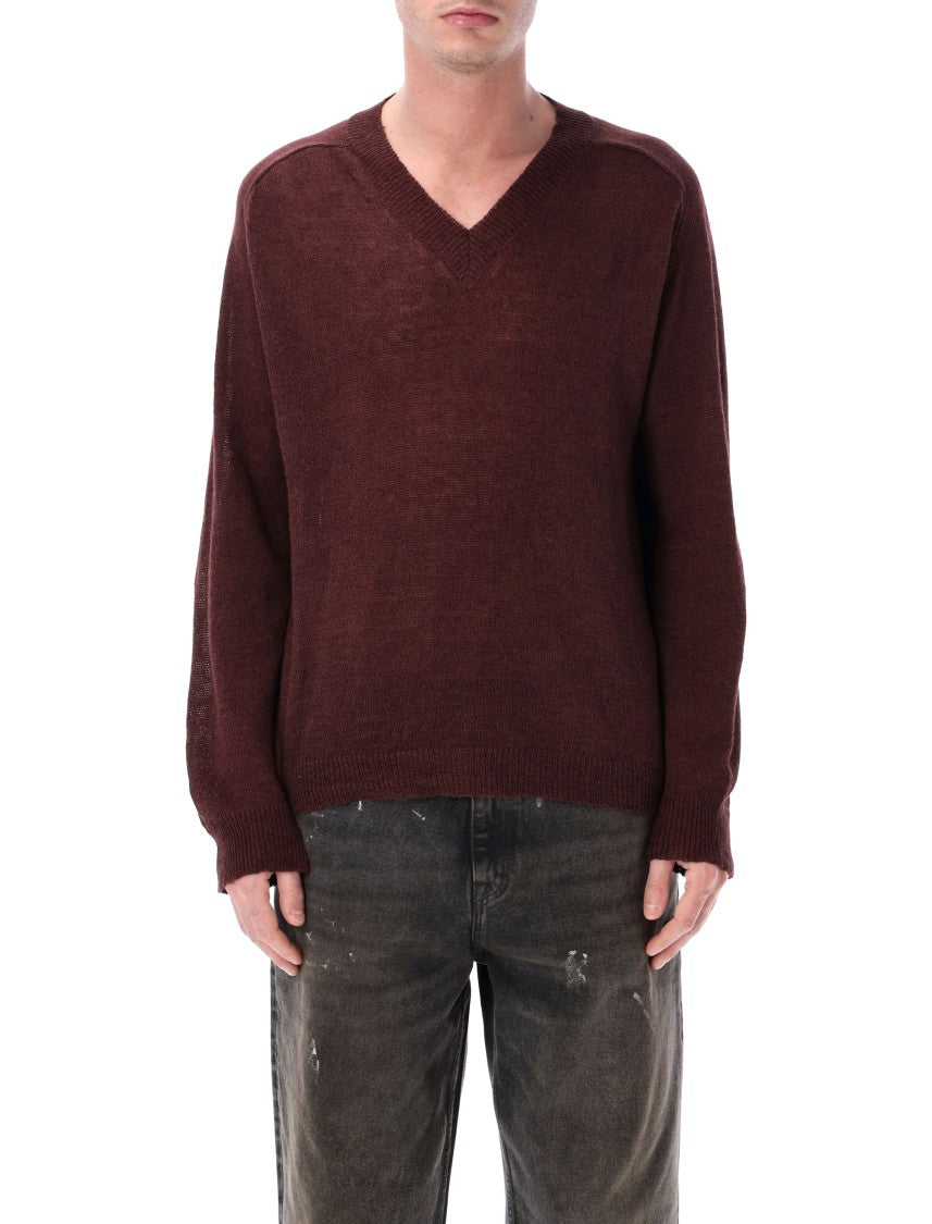 Our Legacy Rue Burgundy V Neck Knit Sweater
