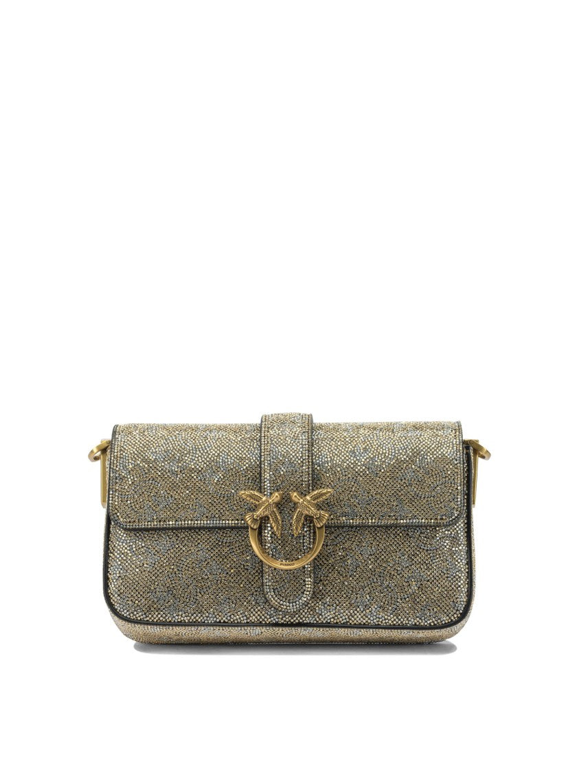 Pinko Gold Leather Crossbody Bag