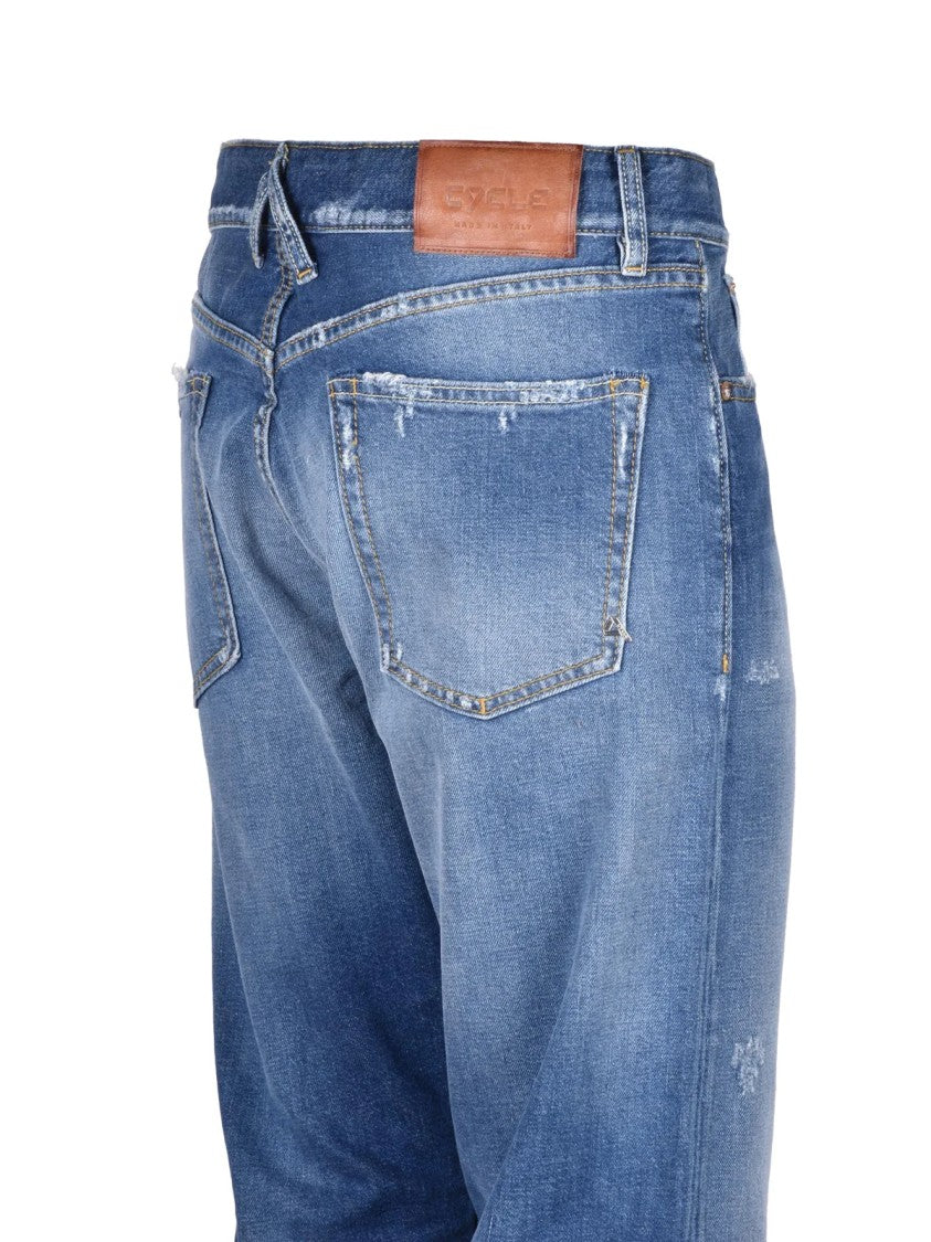 Cycle Brown White Standard Regular Straight Cotton Elastane Jeans