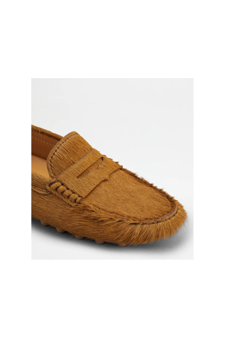 Tod's Brown Rubber Pebble Sole Calf Leather Driving Moccasins