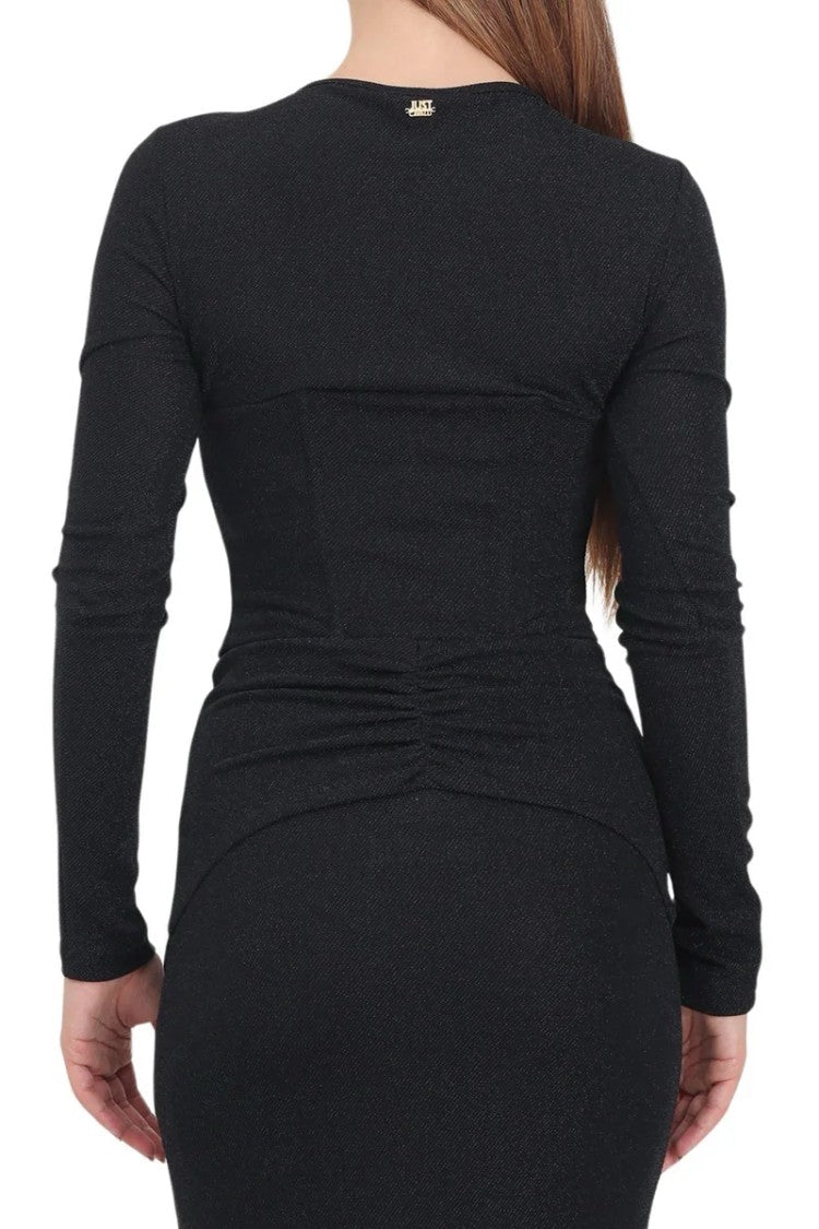 Just Cavalli Black Polyester Metallic Fiber Elastane Women's Top