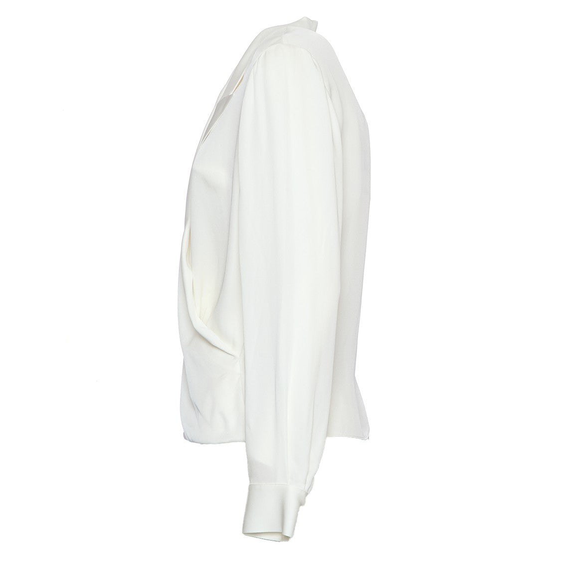 Theory Ivory V-Neck Blouse With Lapel Wrap