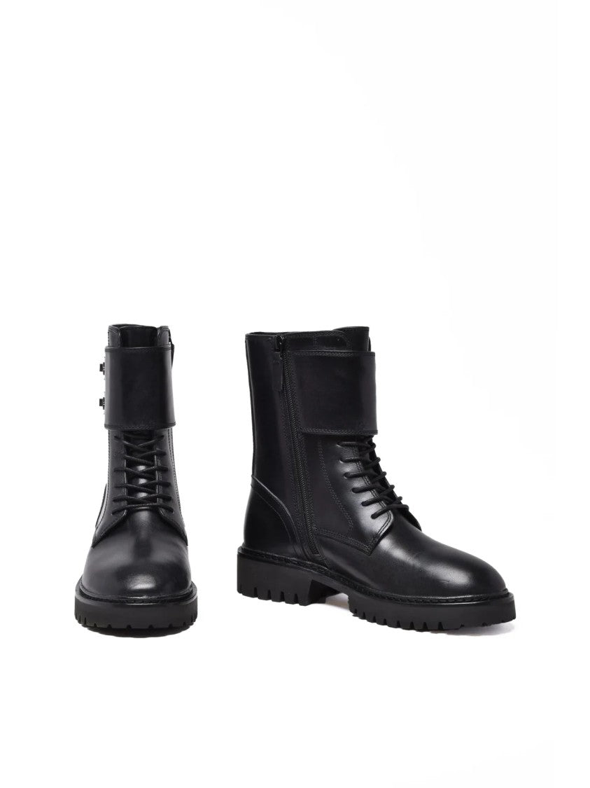 Tory Burch Black Leather Lug Boots