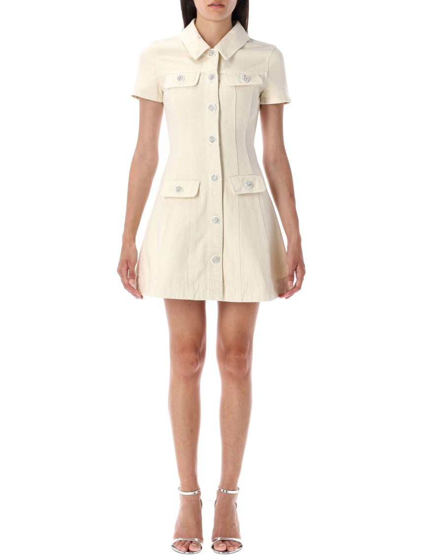 Self-Portrait Cream Denim Mini Dress