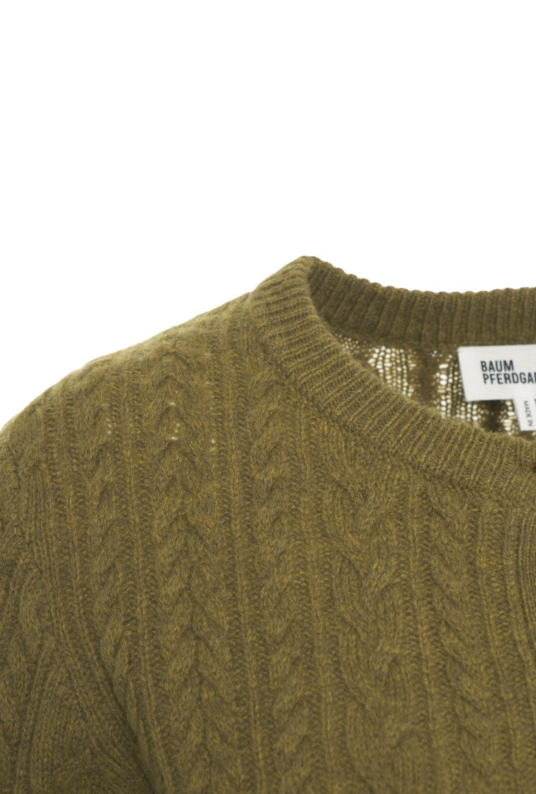 Baum Und Pferdgarten Cable Knit Cardigan With Button-Down Front And V-Shaped Hem