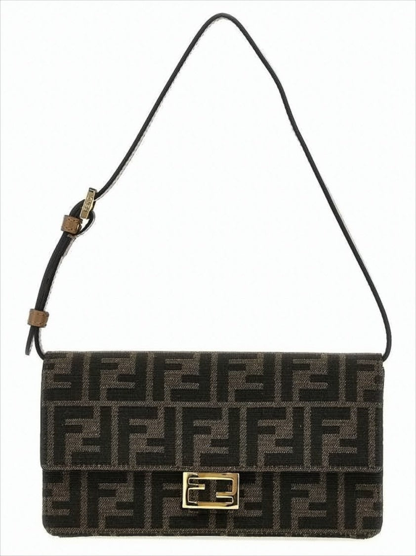Fendi Monogram Shoulder Bag With Gold-Tone Clasp